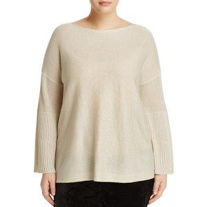 NWT Womens Plus Size 2X or 3X Vince Camuto Gold Sparkly Bell Sleeve Sweater